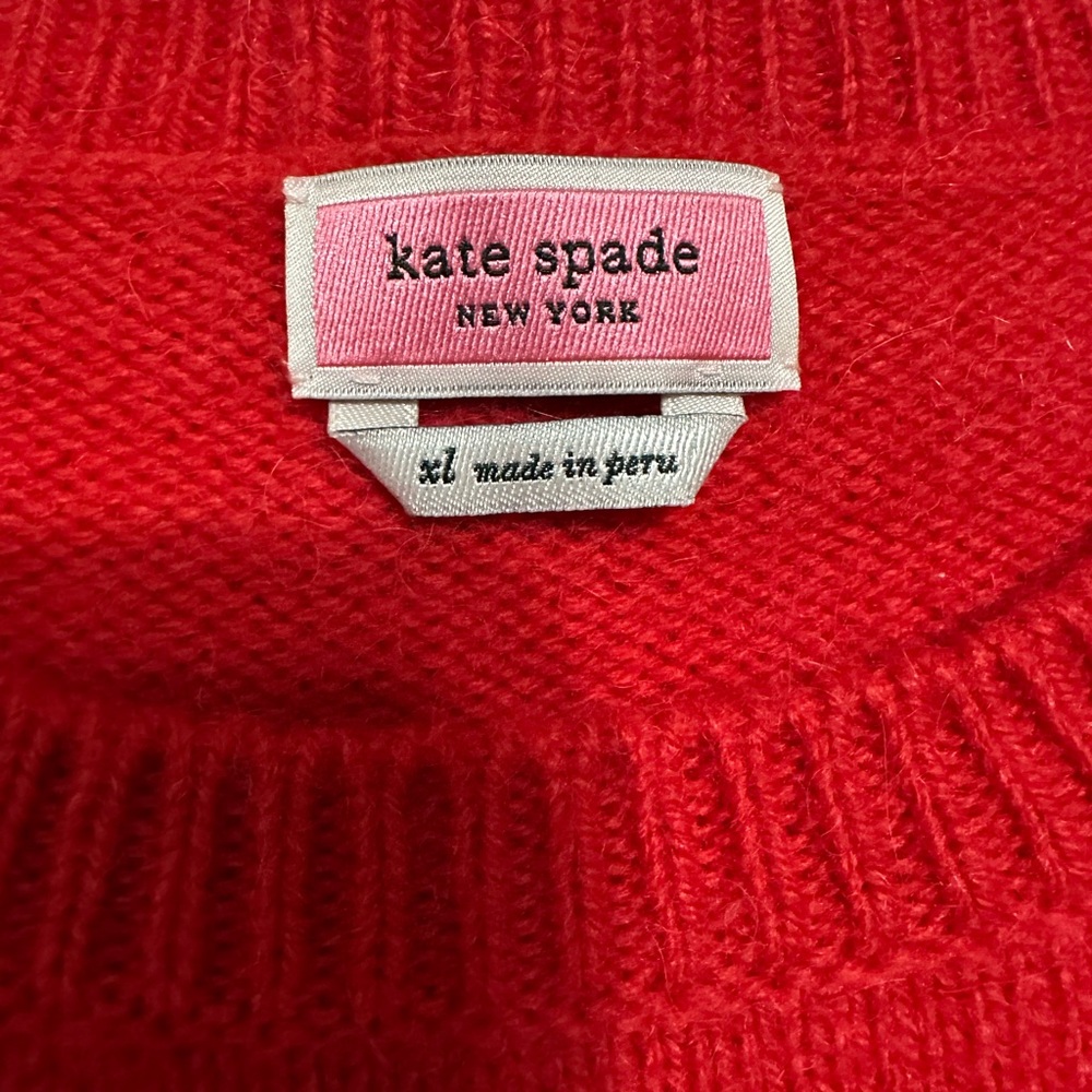 KATE SPADE NEW YORK RED SEQUIN LUCKY DICE SWEATER CASINO VEGAS GLAM LUXURY XL - Picture 8 of 9